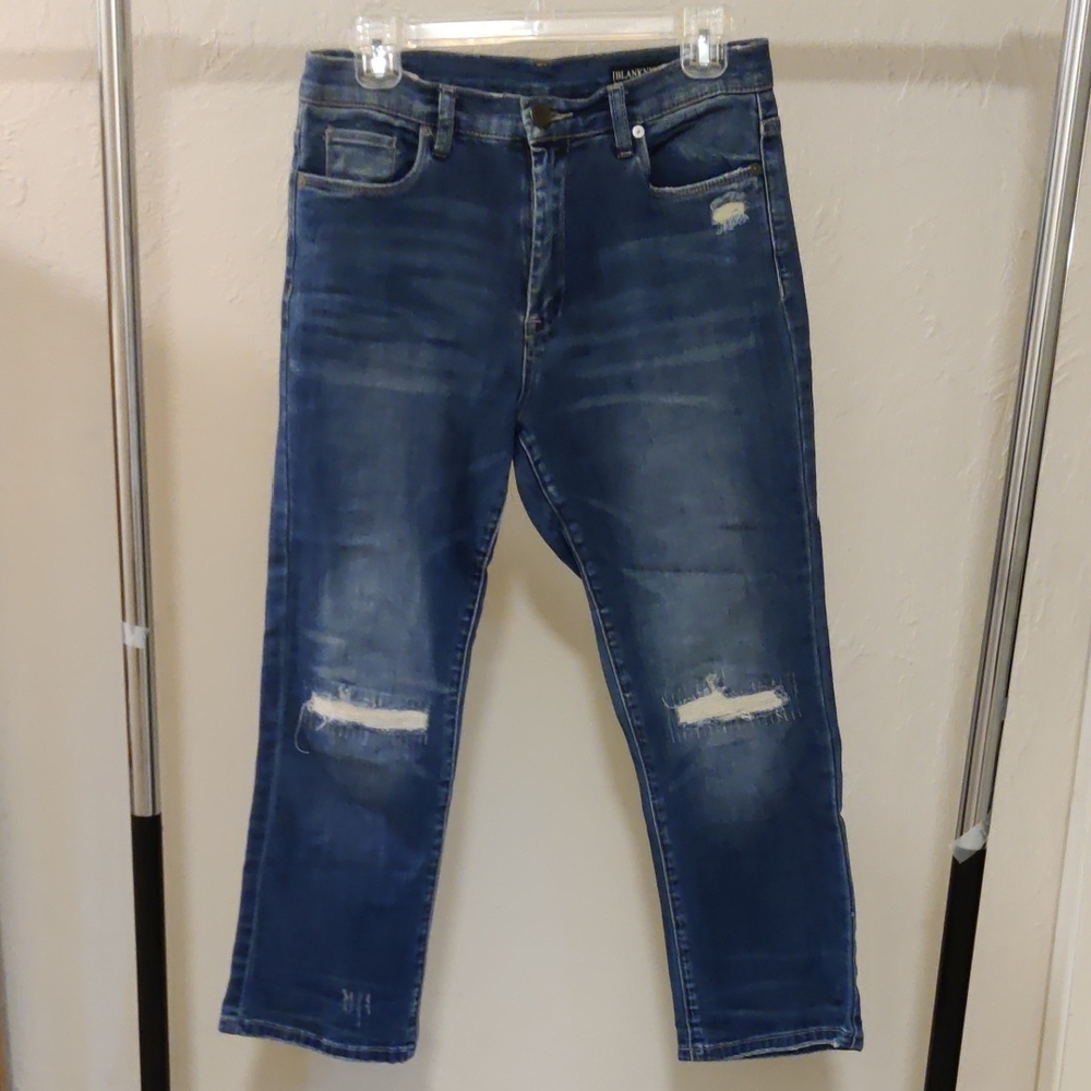 BlankNYC  The Micro Distressed Blue Jeans Cropped Size 29
